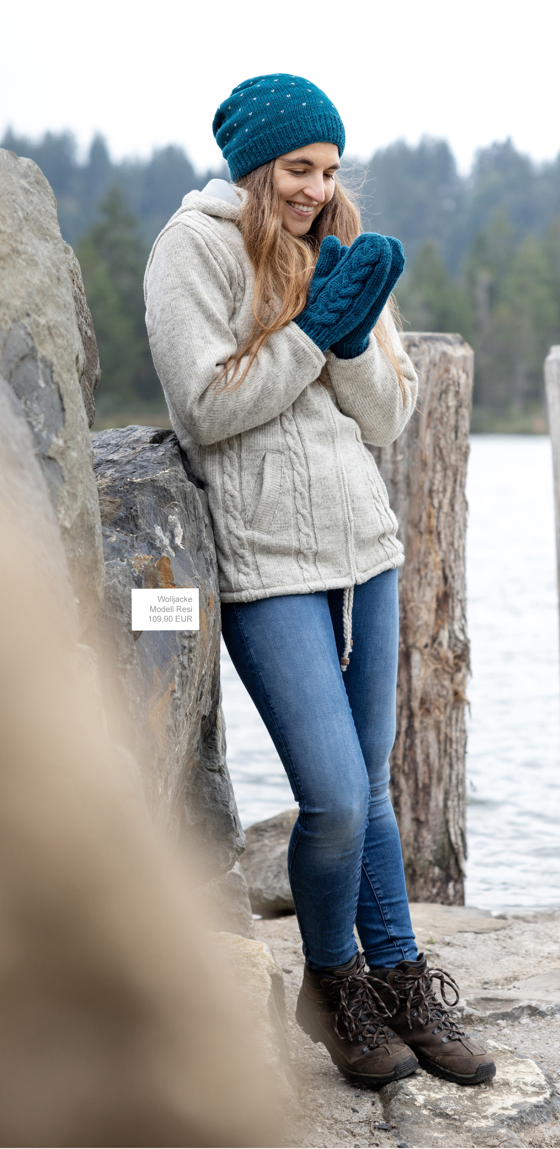 Wolljacke mit Zopfmuster 